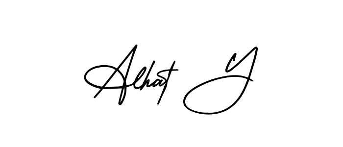 Create a beautiful signature design for name Alhat Y. With this signature (AmerikaSignatureDemo-Regular) fonts, you can make a handwritten signature for free. Alhat Y signature style 3 images and pictures png