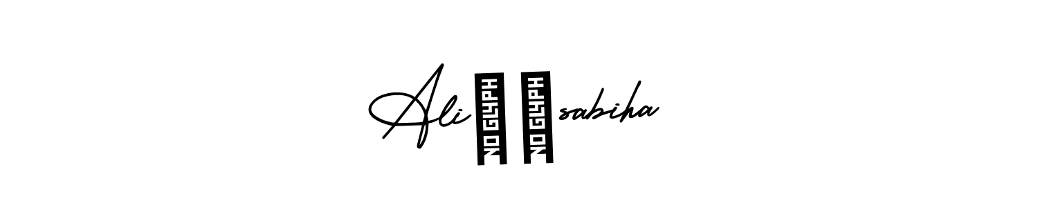 You should practise on your own different ways (AmerikaSignatureDemo-Regular) to write your name (Ali❤️sabiha) in signature. don't let someone else do it for you. Ali❤️sabiha signature style 3 images and pictures png