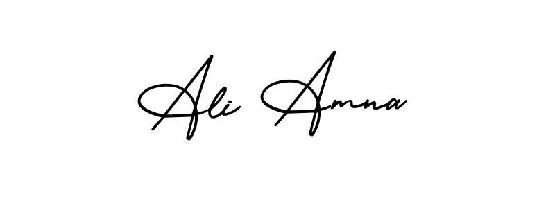 How to make Ali Amna name signature. Use AmerikaSignatureDemo-Regular style for creating short signs online. This is the latest handwritten sign. Ali Amna signature style 3 images and pictures png