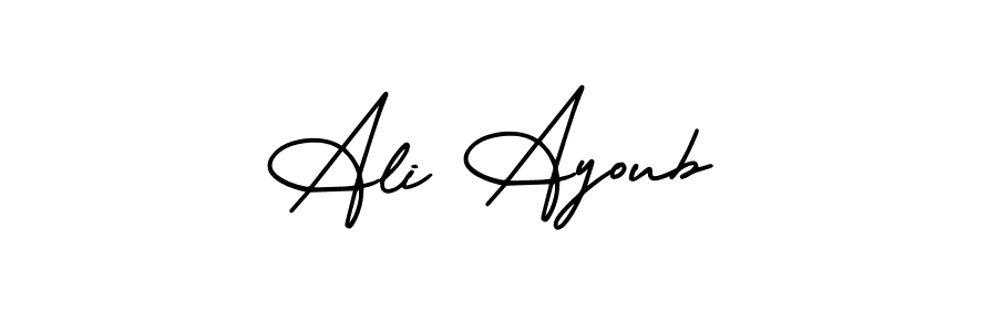 The best way (AmerikaSignatureDemo-Regular) to make a short signature is to pick only two or three words in your name. The name Ali Ayoub include a total of six letters. For converting this name. Ali Ayoub signature style 3 images and pictures png