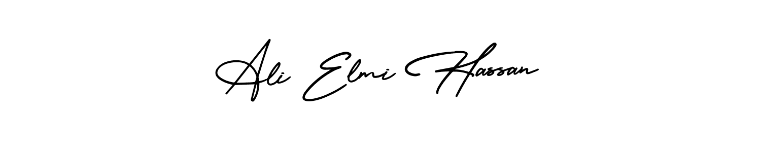 You should practise on your own different ways (AmerikaSignatureDemo-Regular) to write your name (Ali Elmi Hassan) in signature. don't let someone else do it for you. Ali Elmi Hassan signature style 3 images and pictures png