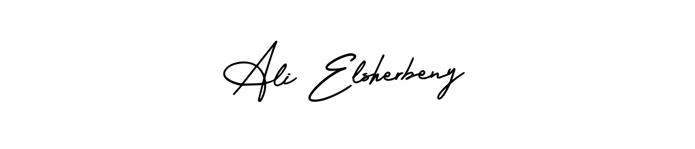 The best way (AmerikaSignatureDemo-Regular) to make a short signature is to pick only two or three words in your name. The name Ali Elsherbeny include a total of six letters. For converting this name. Ali Elsherbeny signature style 3 images and pictures png