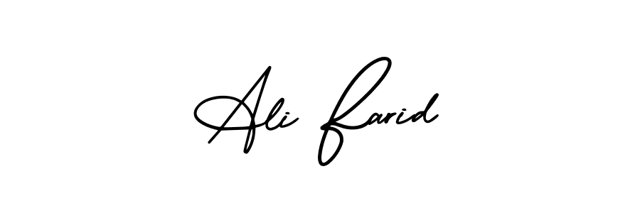 Similarly AmerikaSignatureDemo-Regular is the best handwritten signature design. Signature creator online .You can use it as an online autograph creator for name Ali Farid. Ali Farid signature style 3 images and pictures png