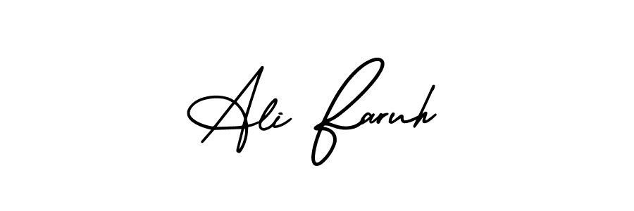 You should practise on your own different ways (AmerikaSignatureDemo-Regular) to write your name (Ali Faruh) in signature. don't let someone else do it for you. Ali Faruh signature style 3 images and pictures png