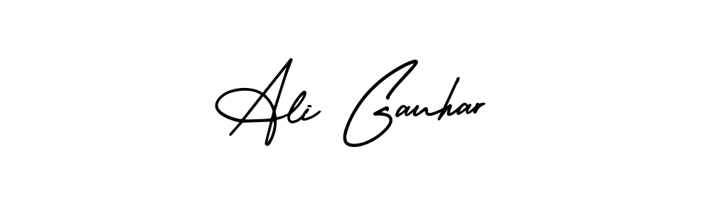 You should practise on your own different ways (AmerikaSignatureDemo-Regular) to write your name (Ali Gauhar) in signature. don't let someone else do it for you. Ali Gauhar signature style 3 images and pictures png