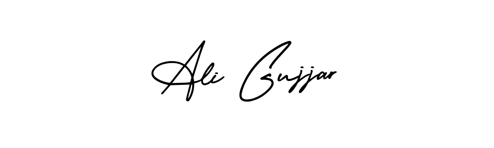 You should practise on your own different ways (AmerikaSignatureDemo-Regular) to write your name (Ali Gujjar) in signature. don't let someone else do it for you. Ali Gujjar signature style 3 images and pictures png