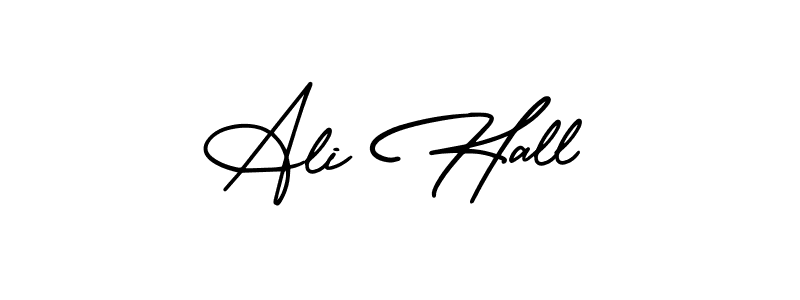 You should practise on your own different ways (AmerikaSignatureDemo-Regular) to write your name (Ali Hall) in signature. don't let someone else do it for you. Ali Hall signature style 3 images and pictures png