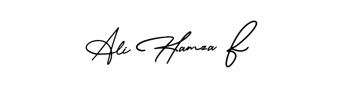 How to make Ali Hamza F name signature. Use AmerikaSignatureDemo-Regular style for creating short signs online. This is the latest handwritten sign. Ali Hamza F signature style 3 images and pictures png