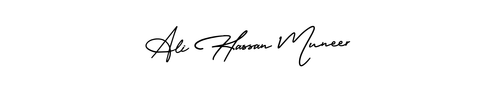 Also You can easily find your signature by using the search form. We will create Ali Hassan Muneer name handwritten signature images for you free of cost using AmerikaSignatureDemo-Regular sign style. Ali Hassan Muneer signature style 3 images and pictures png