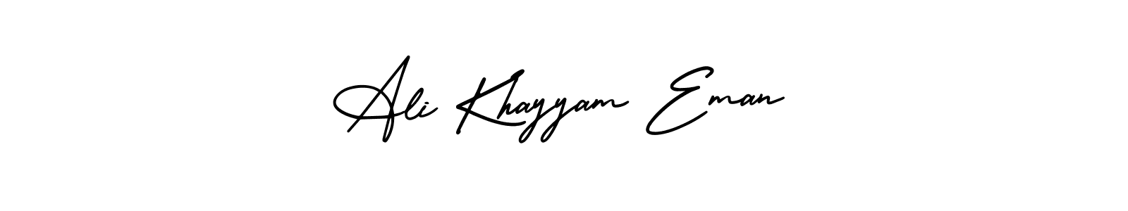 The best way (AmerikaSignatureDemo-Regular) to make a short signature is to pick only two or three words in your name. The name Ali Khayyam Eman include a total of six letters. For converting this name. Ali Khayyam Eman signature style 3 images and pictures png