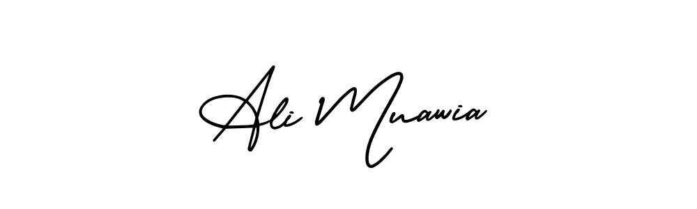 How to make Ali Muawia name signature. Use AmerikaSignatureDemo-Regular style for creating short signs online. This is the latest handwritten sign. Ali Muawia signature style 3 images and pictures png