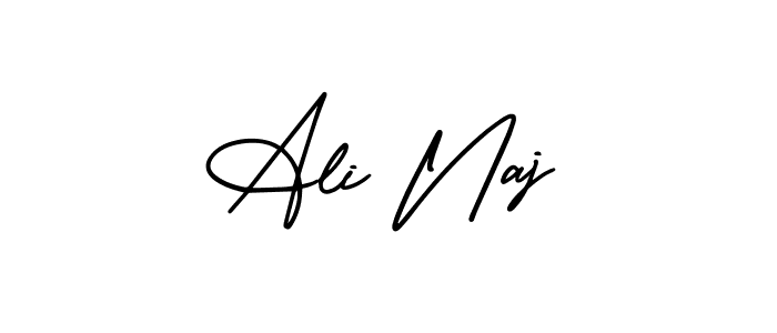 You should practise on your own different ways (AmerikaSignatureDemo-Regular) to write your name (Ali Naj) in signature. don't let someone else do it for you. Ali Naj signature style 3 images and pictures png