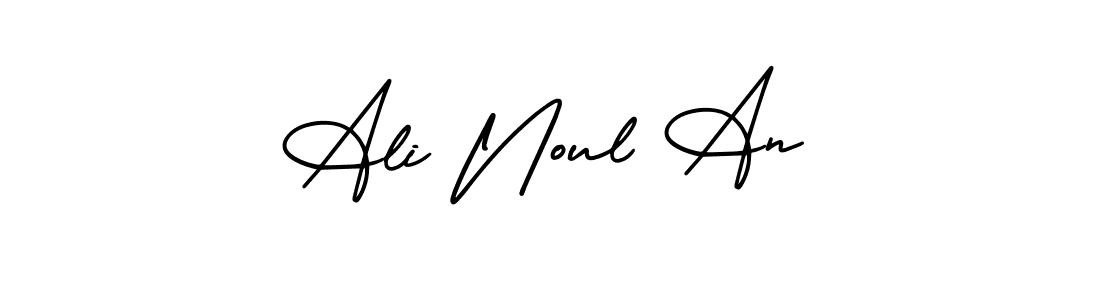 You should practise on your own different ways (AmerikaSignatureDemo-Regular) to write your name (Ali Noul An) in signature. don't let someone else do it for you. Ali Noul An signature style 3 images and pictures png