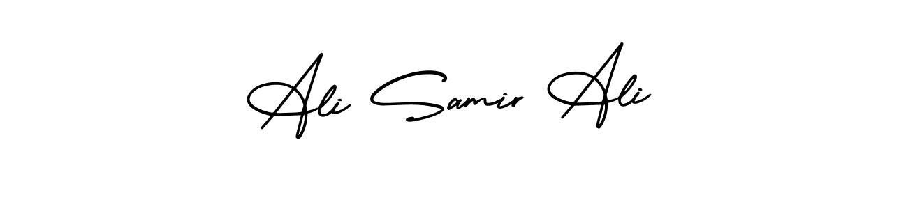 This is the best signature style for the Ali Samir Ali name. Also you like these signature font (AmerikaSignatureDemo-Regular). Mix name signature. Ali Samir Ali signature style 3 images and pictures png