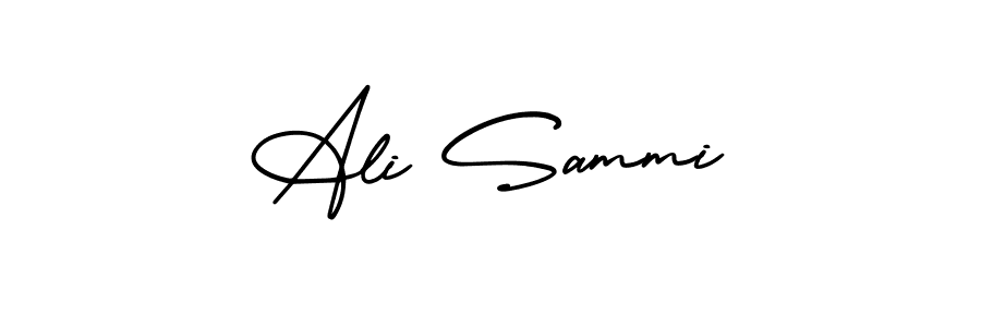 You should practise on your own different ways (AmerikaSignatureDemo-Regular) to write your name (Ali Sammi) in signature. don't let someone else do it for you. Ali Sammi signature style 3 images and pictures png