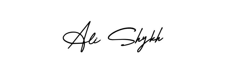 You should practise on your own different ways (AmerikaSignatureDemo-Regular) to write your name (Ali Shykh) in signature. don't let someone else do it for you. Ali Shykh signature style 3 images and pictures png