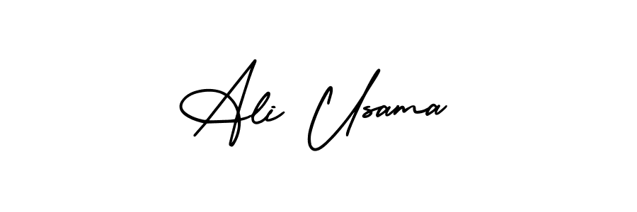 This is the best signature style for the Ali Usama name. Also you like these signature font (AmerikaSignatureDemo-Regular). Mix name signature. Ali Usama signature style 3 images and pictures png