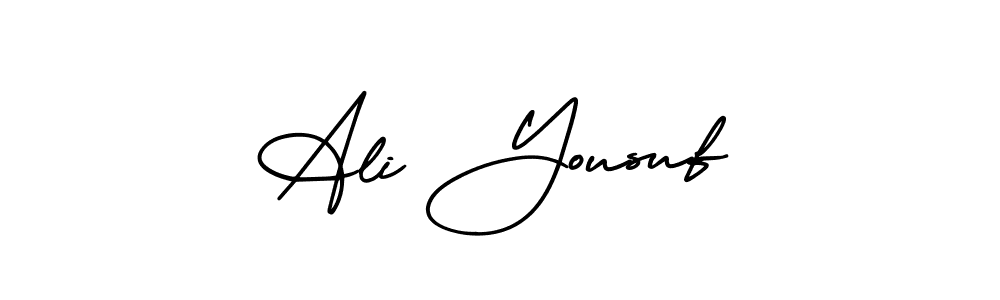 You should practise on your own different ways (AmerikaSignatureDemo-Regular) to write your name (Ali Yousuf) in signature. don't let someone else do it for you. Ali Yousuf signature style 3 images and pictures png