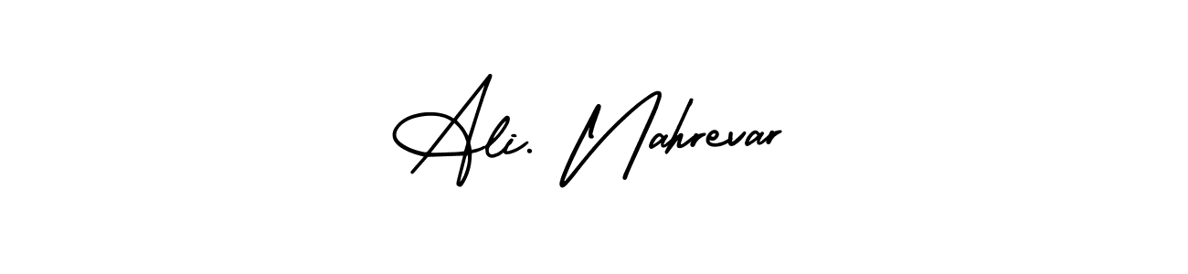 You should practise on your own different ways (AmerikaSignatureDemo-Regular) to write your name (Ali. Nahrevar) in signature. don't let someone else do it for you. Ali. Nahrevar signature style 3 images and pictures png