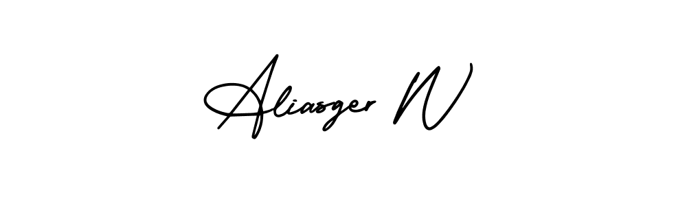 How to make Aliasger W name signature. Use AmerikaSignatureDemo-Regular style for creating short signs online. This is the latest handwritten sign. Aliasger W signature style 3 images and pictures png