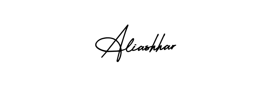 How to make Aliashhar name signature. Use AmerikaSignatureDemo-Regular style for creating short signs online. This is the latest handwritten sign. Aliashhar signature style 3 images and pictures png