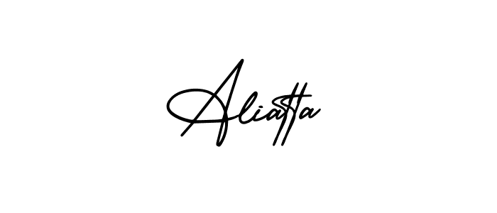 You should practise on your own different ways (AmerikaSignatureDemo-Regular) to write your name (Aliatta) in signature. don't let someone else do it for you. Aliatta signature style 3 images and pictures png