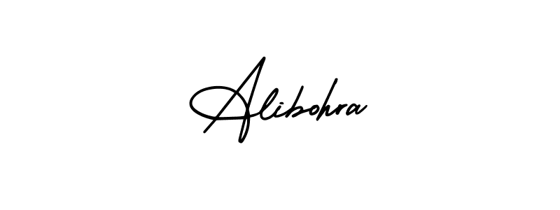 How to make Alibohra name signature. Use AmerikaSignatureDemo-Regular style for creating short signs online. This is the latest handwritten sign. Alibohra signature style 3 images and pictures png