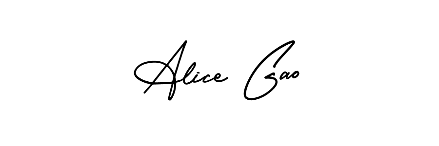 Use a signature maker to create a handwritten signature online. With this signature software, you can design (AmerikaSignatureDemo-Regular) your own signature for name Alice Gao. Alice Gao signature style 3 images and pictures png