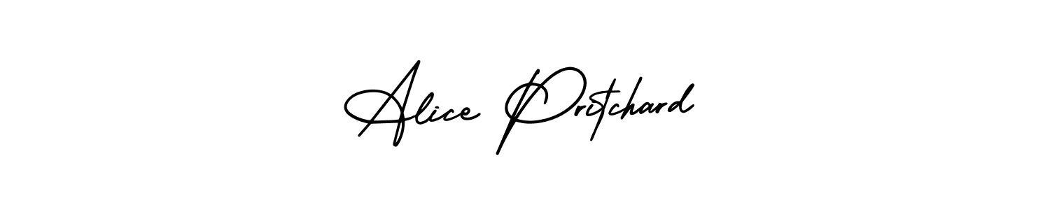 The best way (AmerikaSignatureDemo-Regular) to make a short signature is to pick only two or three words in your name. The name Alice Pritchard include a total of six letters. For converting this name. Alice Pritchard signature style 3 images and pictures png