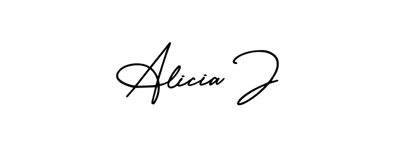 You should practise on your own different ways (AmerikaSignatureDemo-Regular) to write your name (Alicia J) in signature. don't let someone else do it for you. Alicia J signature style 3 images and pictures png