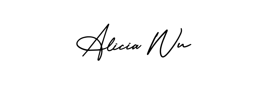 Alicia Wu stylish signature style. Best Handwritten Sign (AmerikaSignatureDemo-Regular) for my name. Handwritten Signature Collection Ideas for my name Alicia Wu. Alicia Wu signature style 3 images and pictures png