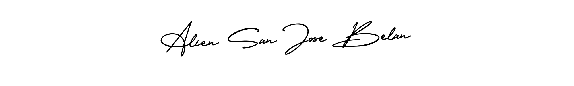 AmerikaSignatureDemo-Regular is a professional signature style that is perfect for those who want to add a touch of class to their signature. It is also a great choice for those who want to make their signature more unique. Get Alien San Jose Belan name to fancy signature for free. Alien San Jose Belan signature style 3 images and pictures png