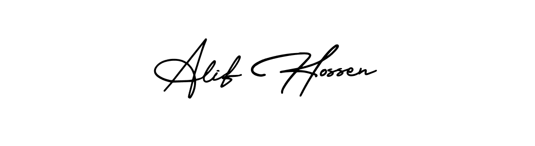 Alif Hossen stylish signature style. Best Handwritten Sign (AmerikaSignatureDemo-Regular) for my name. Handwritten Signature Collection Ideas for my name Alif Hossen. Alif Hossen signature style 3 images and pictures png
