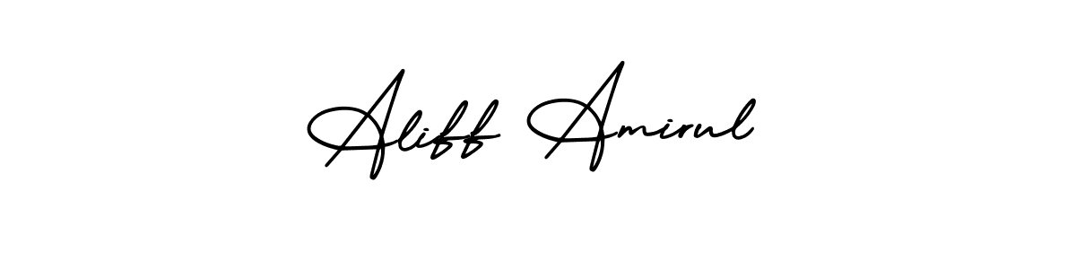 This is the best signature style for the Aliff Amirul name. Also you like these signature font (AmerikaSignatureDemo-Regular). Mix name signature. Aliff Amirul signature style 3 images and pictures png