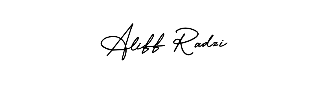 How to make Aliff Radzi name signature. Use AmerikaSignatureDemo-Regular style for creating short signs online. This is the latest handwritten sign. Aliff Radzi signature style 3 images and pictures png