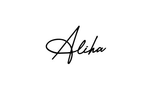 Use a signature maker to create a handwritten signature online. With this signature software, you can design (AmerikaSignatureDemo-Regular) your own signature for name Aliha. Aliha signature style 3 images and pictures png