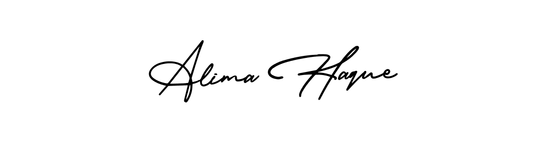 How to make Alima Haque name signature. Use AmerikaSignatureDemo-Regular style for creating short signs online. This is the latest handwritten sign. Alima Haque signature style 3 images and pictures png