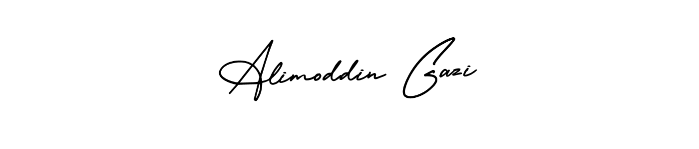You should practise on your own different ways (AmerikaSignatureDemo-Regular) to write your name (Alimoddin Gazi) in signature. don't let someone else do it for you. Alimoddin Gazi signature style 3 images and pictures png