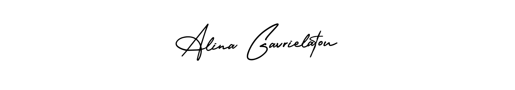 AmerikaSignatureDemo-Regular is a professional signature style that is perfect for those who want to add a touch of class to their signature. It is also a great choice for those who want to make their signature more unique. Get Alina Gavrielatou name to fancy signature for free. Alina Gavrielatou signature style 3 images and pictures png