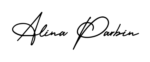 The AmerikaSignatureDemo-Regular handwriting style adds charm and authenticity to name Alina Parbin. A wonderful choice for personal thank-you notes. Alina Parbin signature style 3 images and pictures png