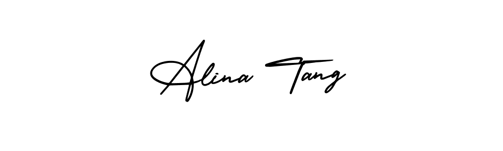 This is the best signature style for the Alina Tang name. Also you like these signature font (AmerikaSignatureDemo-Regular). Mix name signature. Alina Tang signature style 3 images and pictures png