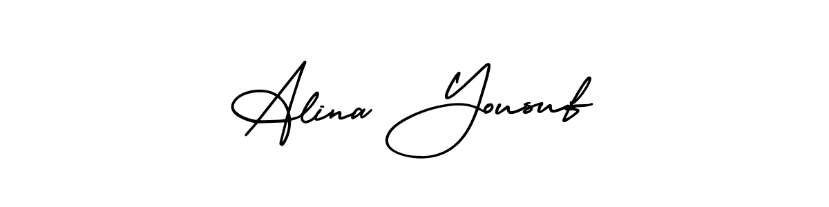 See photos of Alina Yousuf official signature by Spectra . Check more albums & portfolios. Read reviews & check more about AmerikaSignatureDemo-Regular font. Alina Yousuf signature style 3 images and pictures png