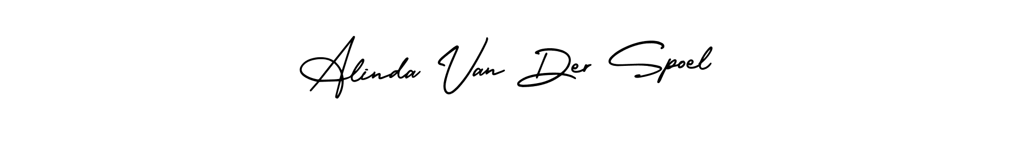 Alinda Van Der Spoel stylish signature style. Best Handwritten Sign (AmerikaSignatureDemo-Regular) for my name. Handwritten Signature Collection Ideas for my name Alinda Van Der Spoel. Alinda Van Der Spoel signature style 3 images and pictures png