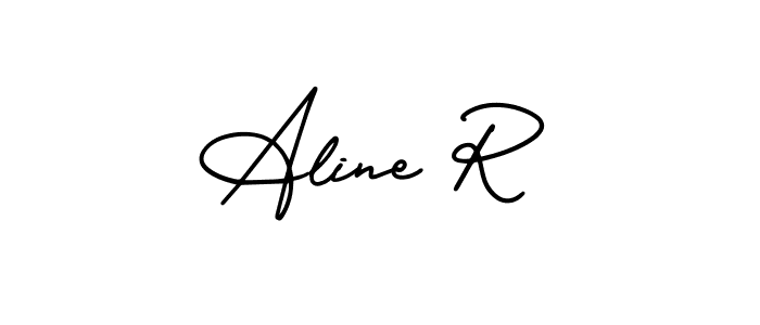 Aline R stylish signature style. Best Handwritten Sign (AmerikaSignatureDemo-Regular) for my name. Handwritten Signature Collection Ideas for my name Aline R. Aline R signature style 3 images and pictures png