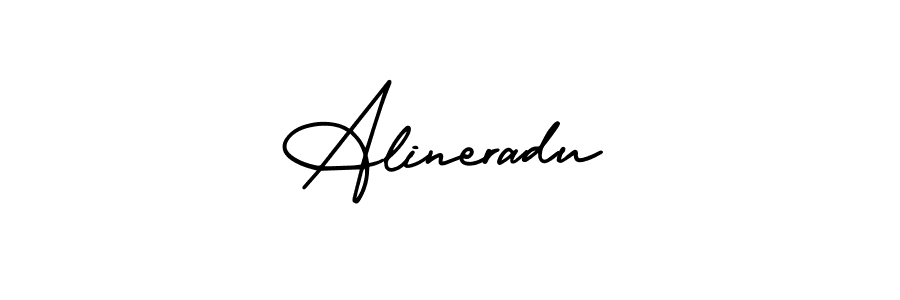 The best way (AmerikaSignatureDemo-Regular) to make a short signature is to pick only two or three words in your name. The name Alineradu include a total of six letters. For converting this name. Alineradu signature style 3 images and pictures png