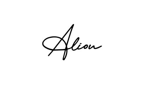 You should practise on your own different ways (AmerikaSignatureDemo-Regular) to write your name (Aliou) in signature. don't let someone else do it for you. Aliou signature style 3 images and pictures png