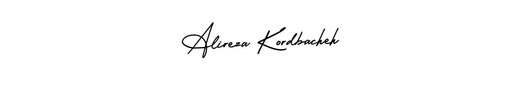 The best way (AmerikaSignatureDemo-Regular) to make a short signature is to pick only two or three words in your name. The name Alireza Kordbacheh include a total of six letters. For converting this name. Alireza Kordbacheh signature style 3 images and pictures png