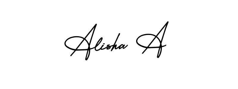 The best way (AmerikaSignatureDemo-Regular) to make a short signature is to pick only two or three words in your name. The name Alisha A include a total of six letters. For converting this name. Alisha A signature style 3 images and pictures png