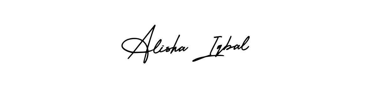 You should practise on your own different ways (AmerikaSignatureDemo-Regular) to write your name (Alisha Iqbal) in signature. don't let someone else do it for you. Alisha Iqbal signature style 3 images and pictures png