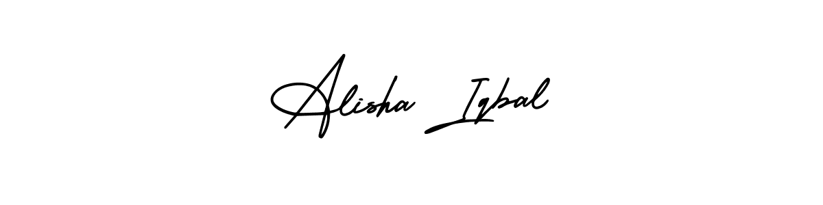 You should practise on your own different ways (AmerikaSignatureDemo-Regular) to write your name (Alisha Iqbal) in signature. don't let someone else do it for you. Alisha Iqbal signature style 3 images and pictures png